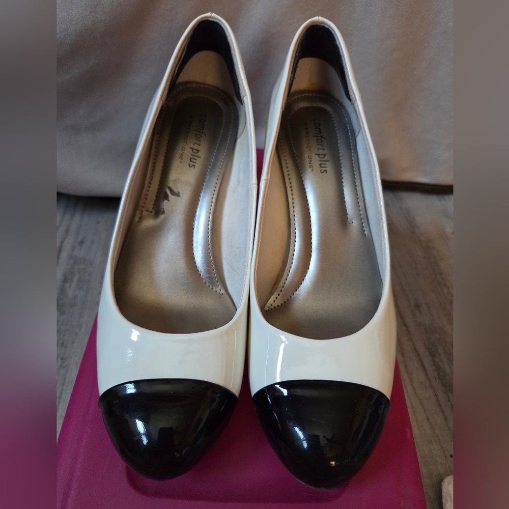 Patented Leather Off White & Black High Heels